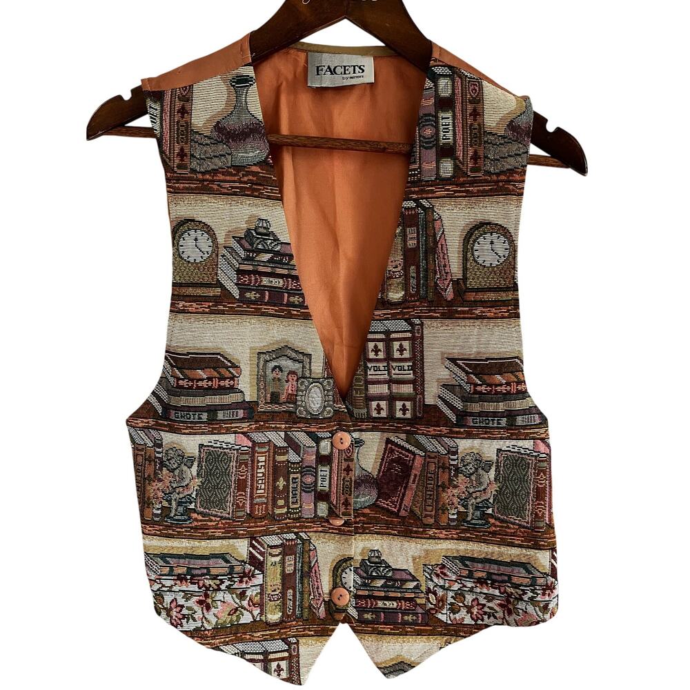 Vintage Teacher Novelty Tapestry Vest Dark Academia Library Halloween Cottage